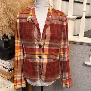J.Crew Cotton Plaid Blazer with Front Pockets Size 4